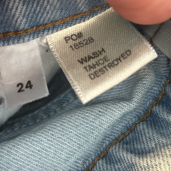 Reformation Women's Blue Distressed Jean Shorts High-Waisted Size 24 - Picture 7 of 7